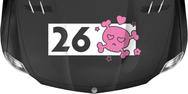 Preview: Motorhaubensticker Startnummer mit Totenkopf Preview: Motorhaubensticker Startnummer mit Totenkopf