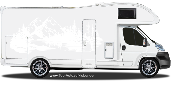 Autoaufkleber Natursee in der Wildnis auf hellem Wohnmobil - Ansicht Farbauswahl