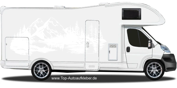 Autoaufkleber Natursee in der Wildnis auf hellem Wohnmobil - Ansicht Farbauswahl
