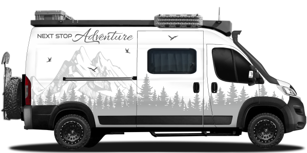 Autoaufkleber NEXT STOP Adventure | Set für beide Fahrzeugseiten