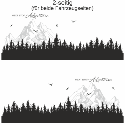 Preview: Autoaufkleber NEXT STOP Adventure | Set für beide Fahrzeugseiten