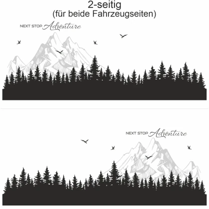 Autoaufkleber NEXT STOP Adventure | Set für beide Fahrzeugseiten
