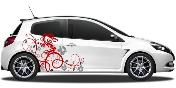 Autoaufkleber Ornament mit Drachen | Set für beide Fahrzeugseiten