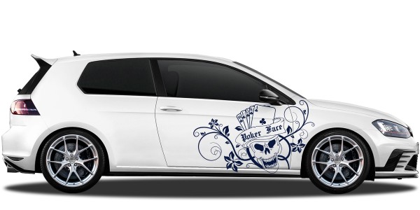 Preview: Autoaufkleber Poker Face | Set für beide Fahrzeugseiten