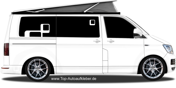 Preview: Tolle Retroelemente zum Bekleben von Autos auf hellem Camper - Ansicht Farbauswahl