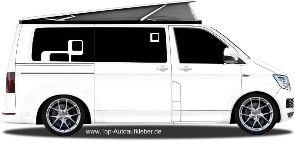 Tolle Retroelemente zum Bekleben von Autos auf hellem Camper - Ansicht Farbauswahl