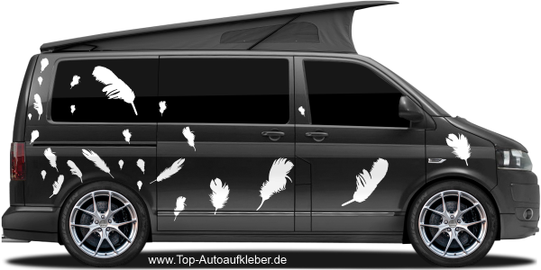 Preview: Autoaufkleber Satz mit Federn | Frei platzierbares Set Preview: Autoaufkleber Satz mit Federn | Frei platzierbares Set