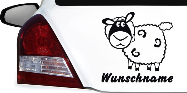 Autoaufkleber Schaf mit Wunschnamen