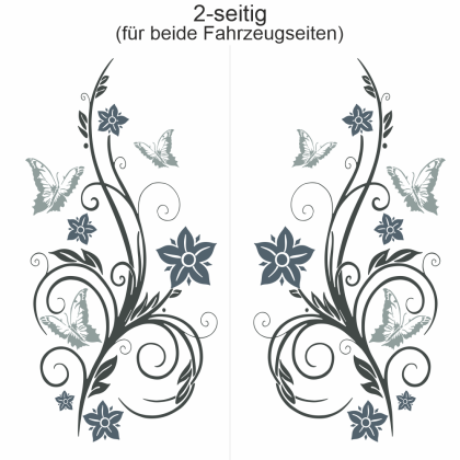 Preview: Autoaufkleber Schmetterlingsdekor | Set für beide Fahrzeugseiten