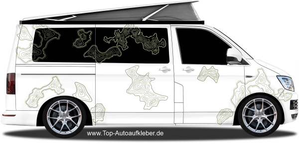 Preview: Autoaufkleber Set Topographie | Frei platzierbar