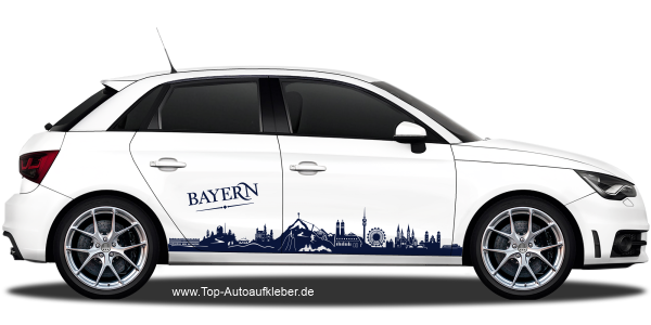 Preview: Autoaufkleber Skyline Bayern | Set für beide Fahrzeugseiten