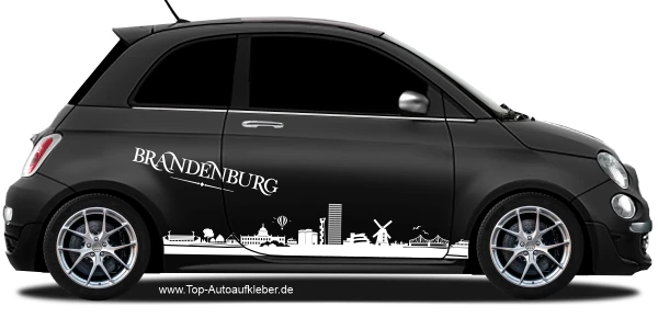 Autoaufkleber Skyline Brandenburg auf dunklem PKW - Ansicht Farbauswahl