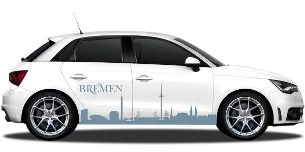 Bremer Skyline als Autoaufkleber für beide Seiten