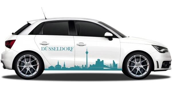 Autoaufkleber Skyline Düsseldorf | Set für beide Fahrzeugseiten