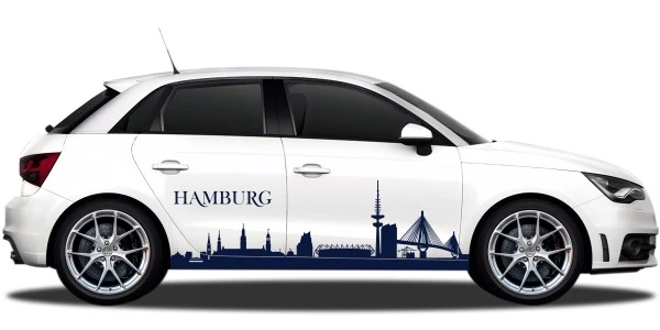 Autoaufkleber Skyline Hamburg | Set für beide Fahrzeugseiten