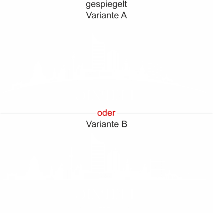 Preview: Autoaufkleber Heckscheibe Leipzig Preview: Leipziger Skyline als Aufkleber für die Heckscheibe - Ansicht Ausrichtung mit Farbauswahl und Variante