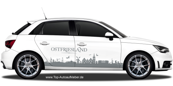 Autoaufkleber Skyline Ostfriesland | Set für beide Fahrzeugseiten