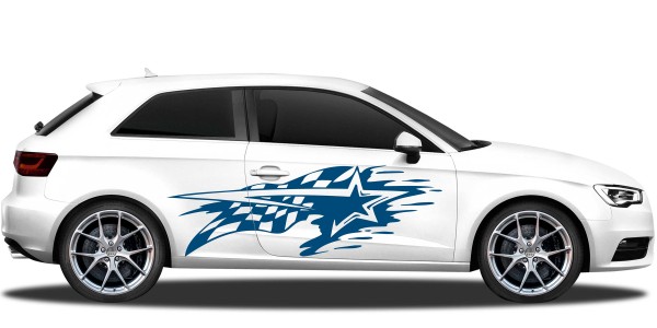 Cartattoo mit Speed Flag Motiv