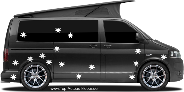 Autoaufkleber Sterne auf dunklem Camper -  Ansicht Farbauswahl