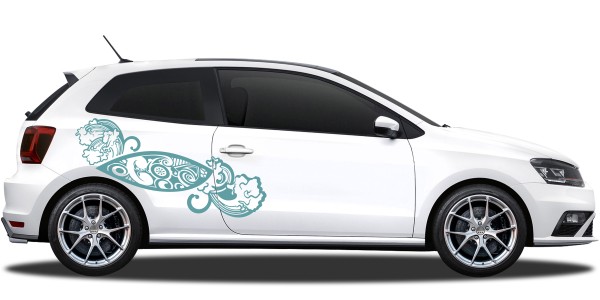 Autoaufkleber mit Surfbrett und Wellen