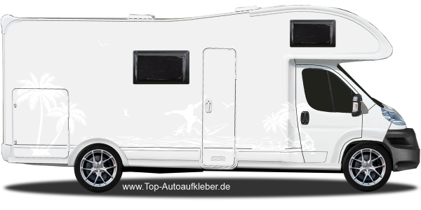 Autoaufkleber Surfer am Meer | Set für beide Fahrzeugseiten
