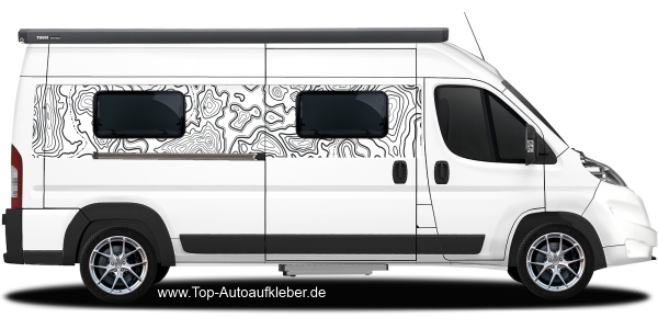 Preview: Autoaufkleber Topographische Karte auf Kastenwagen - Ansicht Farbauswahl