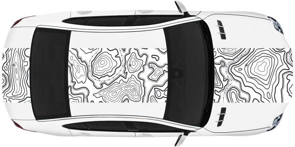 Preview: Autoaufkleber Topographische Karte auf Dach von PKW - Ansicht Farbauswahl