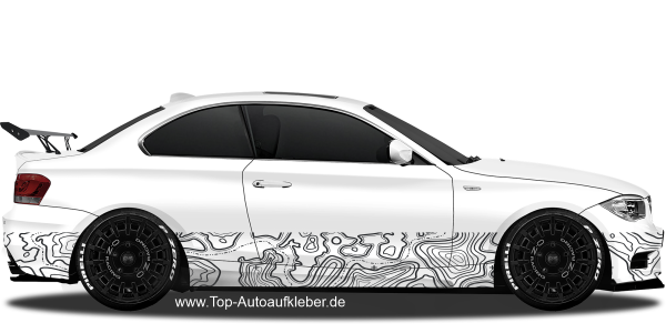 Preview: Autoaufkleber Topographische Karte auf PKW - Ansicht Farbauswahl