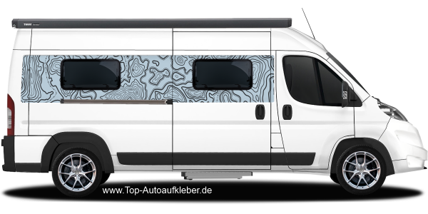 Preview: Autoaufkleber Topographische Karte | Set für beide Fahrzeugseiten