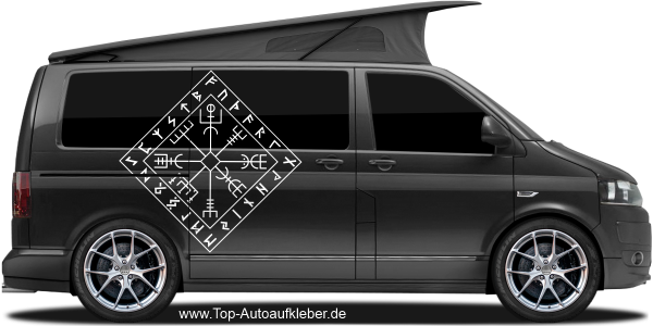 Preview: Autoaufkleber Wegkompass der Wikinger auf dunklem Van - Ansicht Farbauswahl