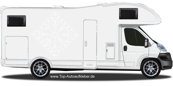 Preview: Autoaufkleber Wegkompass der Wikinger auf hellem Reisemobil - Ansicht Farbauswahl