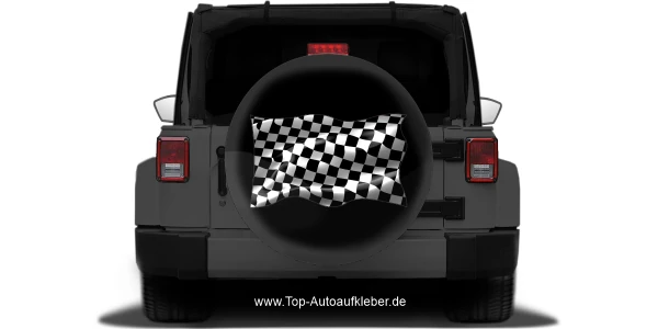 Autoaufkleber Zielflagge im Wind    auf Reserveradabdeckung