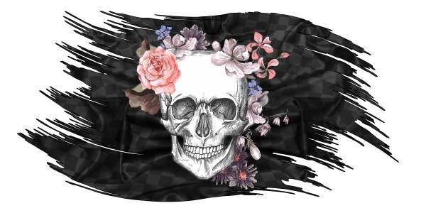 Preview: Haubenaufkleber Zielflagge mit Totenkopf Preview: Haubenaufkleber Zielflagge mit Totenkopf