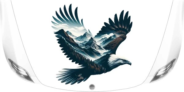 Autodekor Alpendesign Adler auf weißer Motorhaube