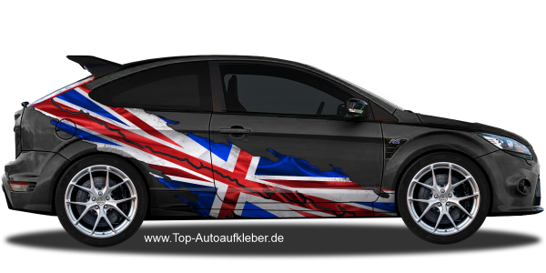 Preview: Autoaufkleber England auf Fahrzeugseite von dunklem PKW