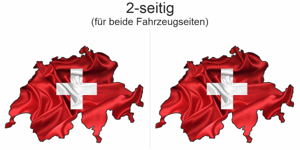 Autodekor Flagge Karte der Schweiz - Ansicht zweiseitig für beide Fahrzeugseiten