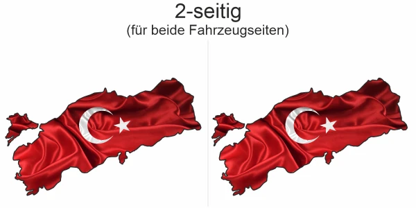 Autodekor Flagge Karte der Türkei - Ansicht zweiseitig für beide Fahrzeugseiten