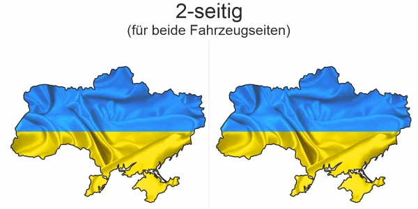 Autodekor Flagge Karte der Ukraine - Ansicht zweiseitig für beide Fahrzeugseiten