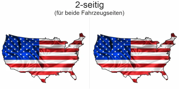 Autodekor Flagge Karte der USA | Set für beide Fahrzeugseiten - Ansicht zweiseitig für beide Fahrzeugseiten