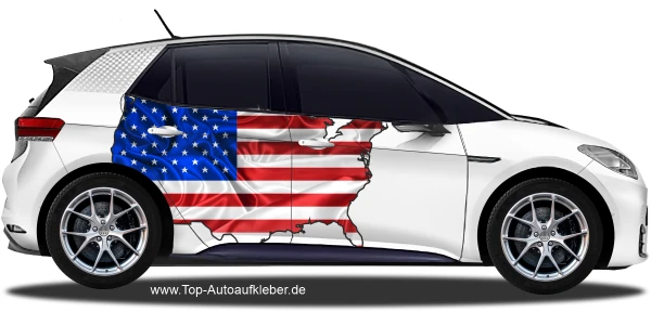 Autodekor Flagge Karte der USA | Set für beide Fahrzeugseiten auf Fahrzeugseite von PKW