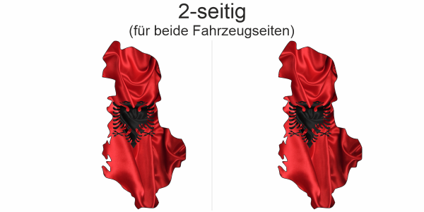 Preview: Autodekor Flagge Karte von Albanien - Ansicht zweiseitig für beide Fahrzeugseiten