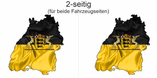 Preview: Autodekor Flagge Karte von Baden-Württemberg | Set für beide Fahrzeugseiten Preview: Autodekor Flagge Karte von Baden-Württemberg - Ansicht zweiseitig für beide Fahrzeugseiten