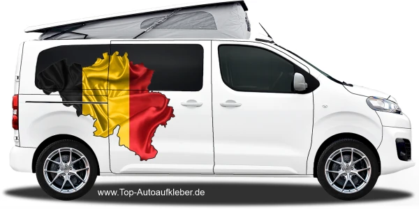 Autodekor Flagge Karte von Belgien auf Fahrzeugseite von Campervan