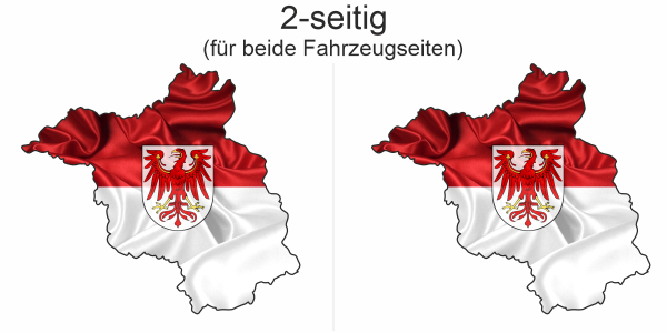 Preview: Autodekor Flagge Karte von Brandenburg | Set für beide Fahrzeugseiten Preview: Autodekor Flagge Karte von Brandenburg - Ansicht zweiseitig für beide Fahrzeugseiten