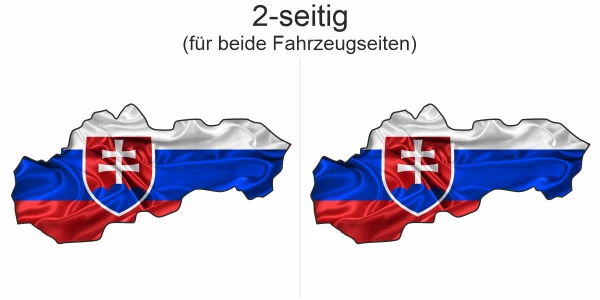 Autodekor Flagge Karte der Slowakei - Ansicht zweiseitig für beide Fahrzeugseiten