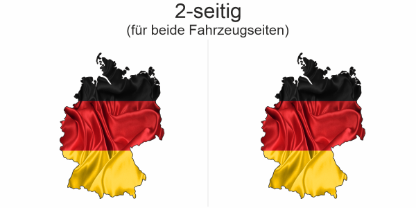 Preview: Autodekor Flagge Karte von Deutschland - Ansicht zweiseitig für beide Fahrzeugseiten
