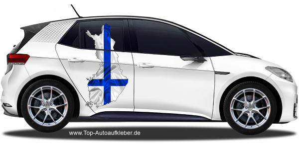 Preview: Autodekor Flagge Karte von Finnland | Set für beide Fahrzeugseiten Preview: Autodekor Flagge Karte von Finnland auf Fahrzeugseite von PKW