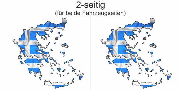 Preview: Autodekor Flagge Karte von Griechenland - Ansicht zweiseitig für beide Fahrzeugseiten