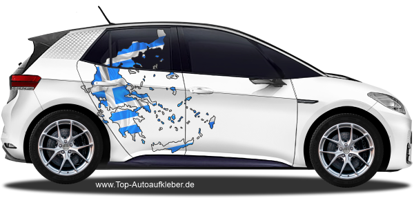 Preview: Autodekor Flagge Karte von Griechenland auf Fahrzeugseite von PKW