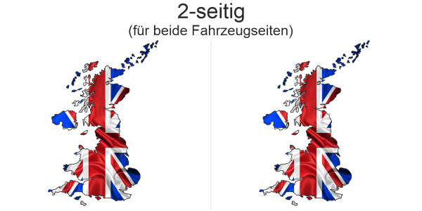 Preview: Autodekor Flagge Karte von Großbritannien - Ansicht zweiseitig für beide Fahrzeugseiten